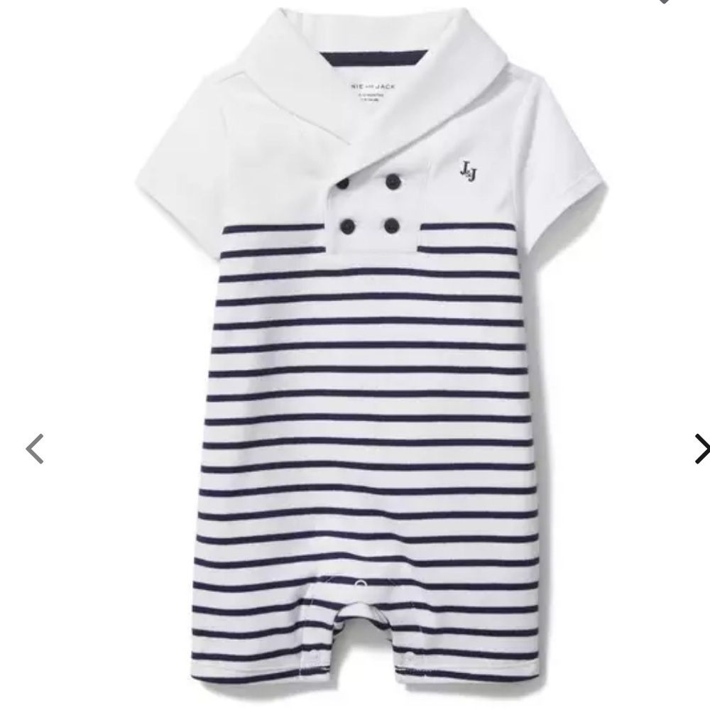 Janie & Jack Baby Striped Shawl Collar Romper